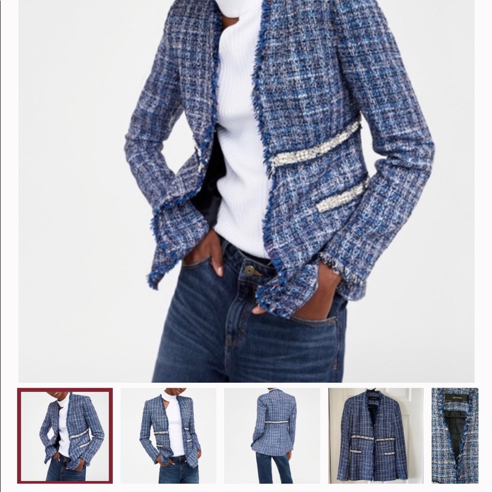 Zara tweed blazer with pearls